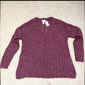 Tillys Full Tilt Top Blouse Knit Side Slit V-neck Berry Women's Sz S Super Soft